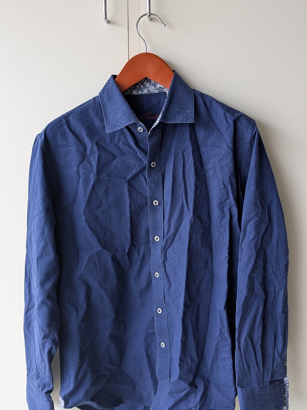 Robert Graham Navy Paisley-Print Dress Shirt
